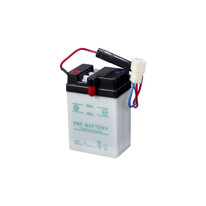 Batterie moto VMF Powersport 6N2A-2C-3 6 V 2 Ah 26 A – Plomb-acide (électrolyte liquide)