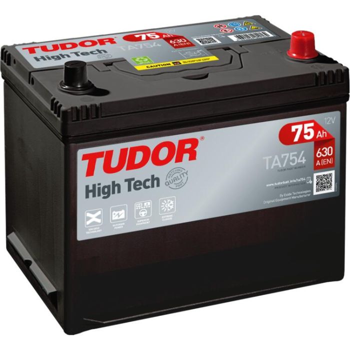 Batterie de démarrage Tudor High Tech TA754 12 V 75 Ah 630 A – Plomb-acide (sans entretien)