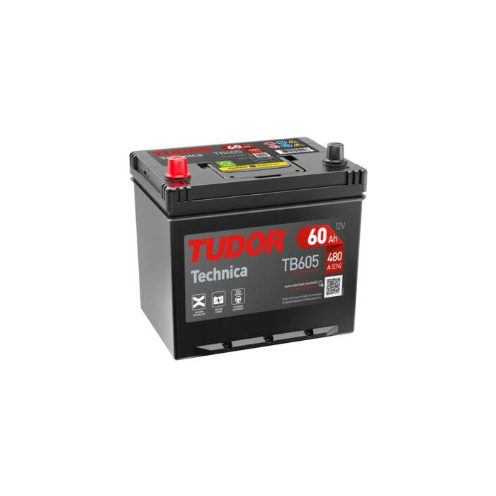 Batterie de démarrage Tudor Technica TB605 12 V 60 Ah 480 A – Plomb-acide (sans entretien)