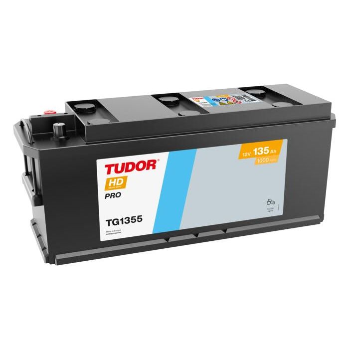 Batterie de démarrage Tudor HD Pro TG1355 12 V 135 Ah 1000 A – Plomb-acide (électrolyte liquide)