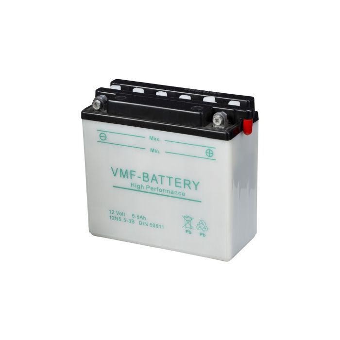 Batterie moto VMF Powersport 12N5.5-3B 12 V 5,5 Ah 78 A – Plomb-acide (électrolyte liquide)