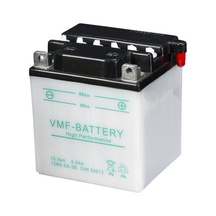 Batterie moto VMF Powersport 12N5.5A-3B 12 V 5,5 Ah 57 A – Plomb-acide (électrolyte liquide)