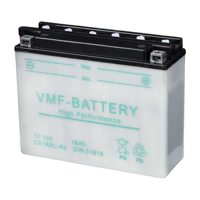 Batterie moto VMF Powersport YB16AL-A2 12 V 16 Ah 210 A – Plomb-acide (électrolyte liquide)