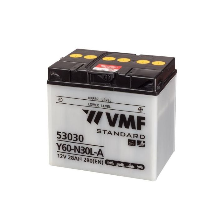 Batterie moto VMF Powersport Y60-N30L-A 12 V 30 Ah 280 A – Plomb-acide (électrolyte liquide)