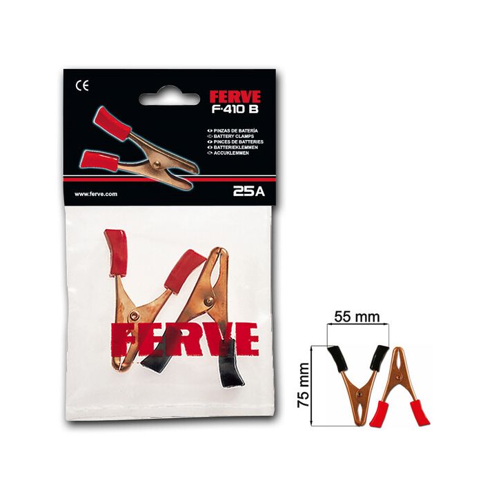 Pinces crocodile Ferve F-410B 25 A (1 paire) 