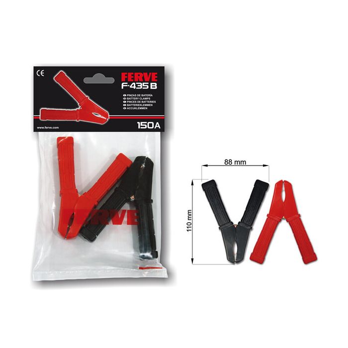 Pinces crocodile de batterie 150 A Ferve F-435B (1 jeu) 