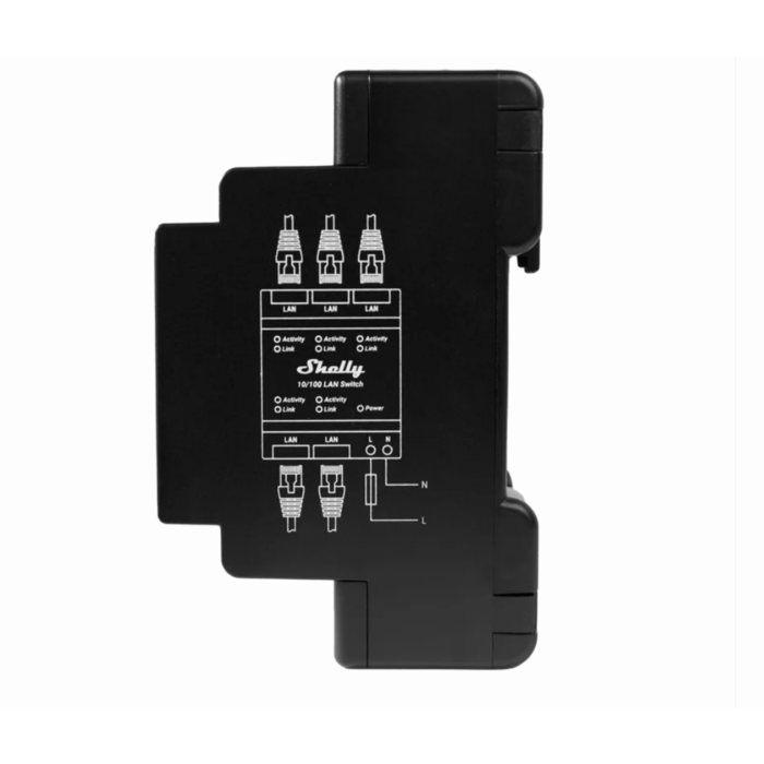 Switch Ethernet Shelly 5 ports RJ45 pour rail DIN 