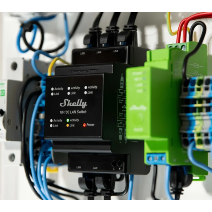 Switch Ethernet Shelly 5 ports RJ45 pour rail DIN 