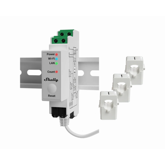 Compteur d'énergie Shelly Pro 3EM 120 A 