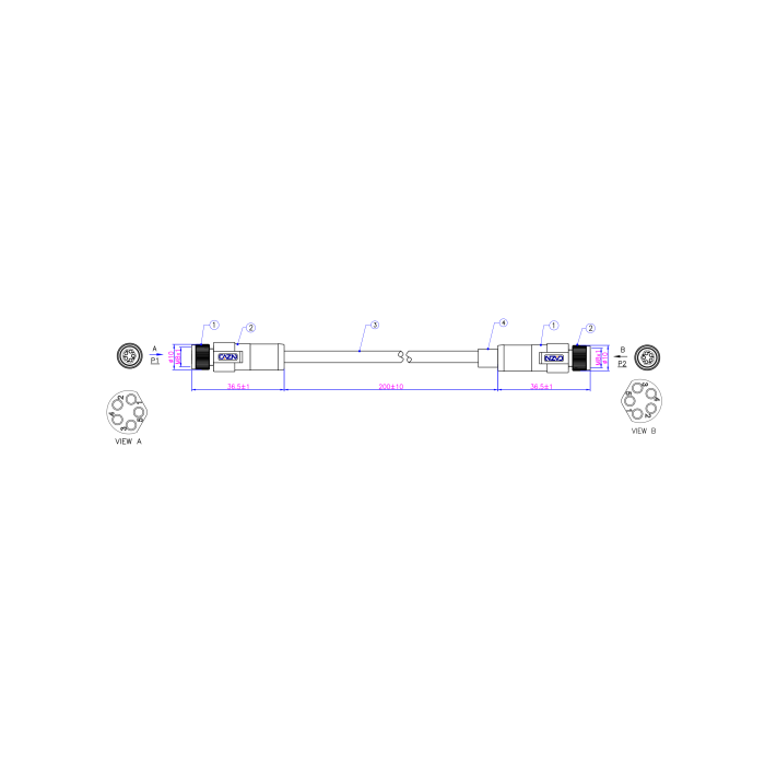 Câble CAN bus ACES Energy AC-2M8-20 M8 femelle 5 broches 0,2 m 