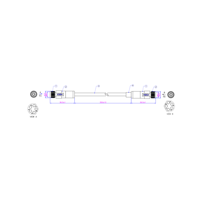 Câble CAN M8 femelle 5 broches 0,35 m ACES Energy AC-2M8-35 