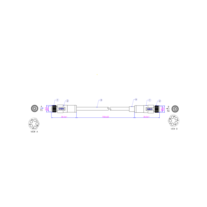 Câble CAN-bus ACES Energy M8 femelle 5 broches 0,7 m 