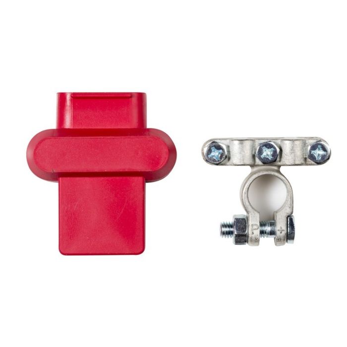 Capuchon isolant rouge (+) pour cosse de batterie à double câble 