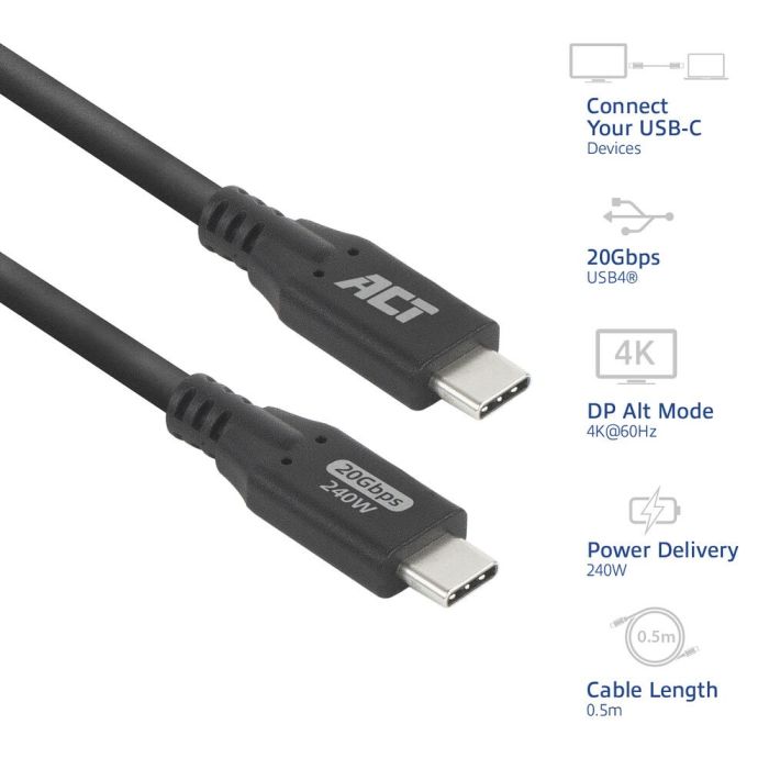 Hub USB 3.2 ACT 4 ports USB-A avec adaptateur secteur et câble 
