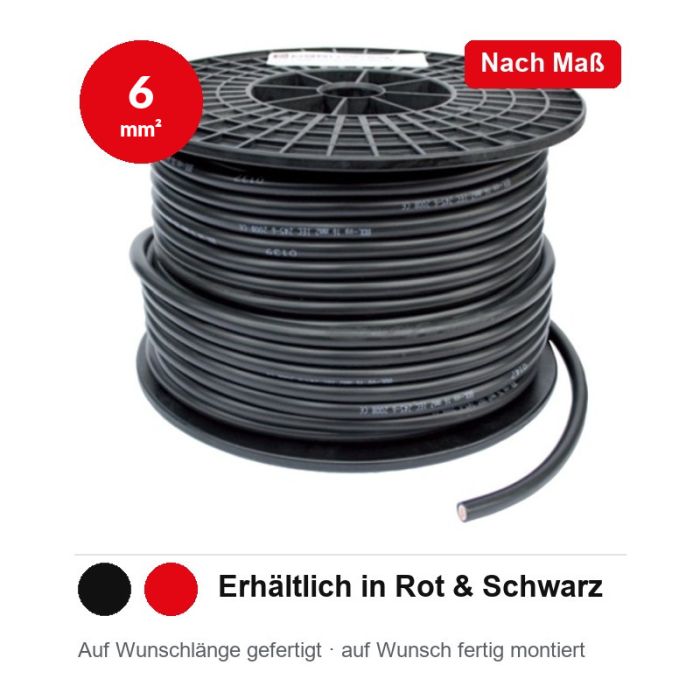 Câble de batterie 6 mm² sur mesure | Longueur au choix 