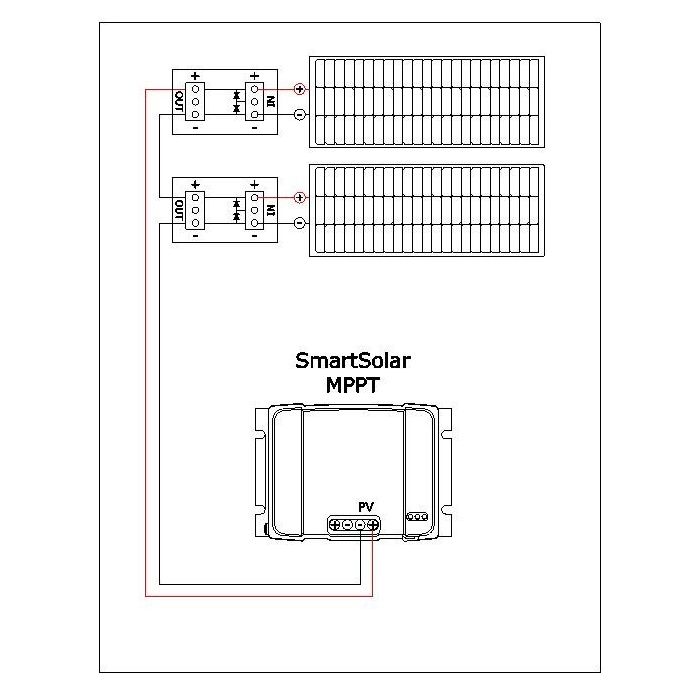 Boîtier de diodes bypass pour panneau solaire flush 60 x 36 x 26 mm 