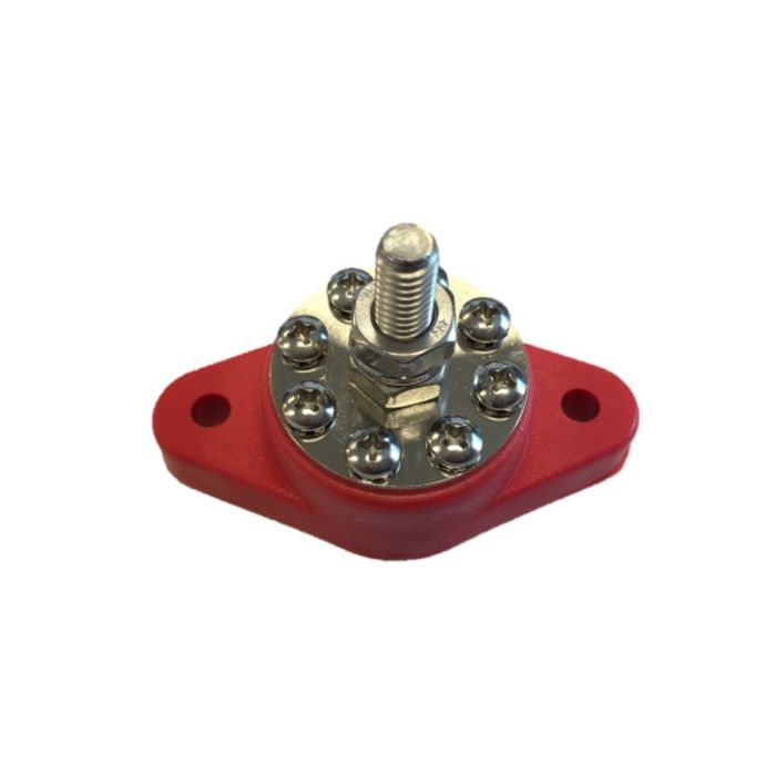 Barre de distribution DC rouge 1 x M8 et 8 x M4 
