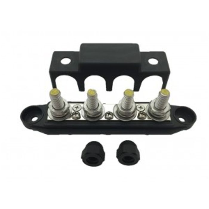 Barre de distribution DC noire 4x M10 + 3x M4 avec capot 