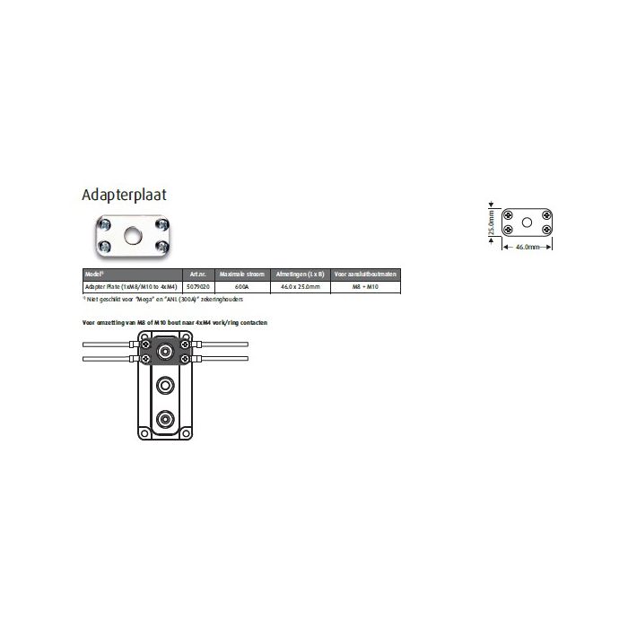 Plaque d'adaptation DCM 1 x M8/M10 vers 4 x M4 (lot de 2) 