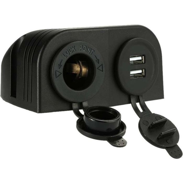 Prise en saillie double USB et allume-cigare 12 V / 24 V 
