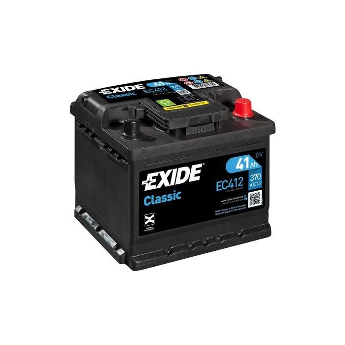 Batterie de démarrage Exide Classic EC412 12 V 41 Ah 370 A – Plomb-acide (sans entretien)
