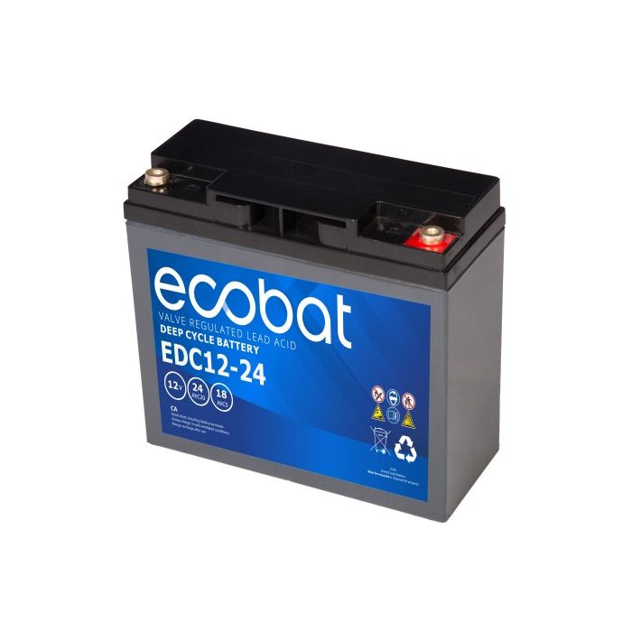 Batterie à décharge lente AGM Ecobat Deep Cycle EDC12-24-2 12 V 24 Ah – AGM