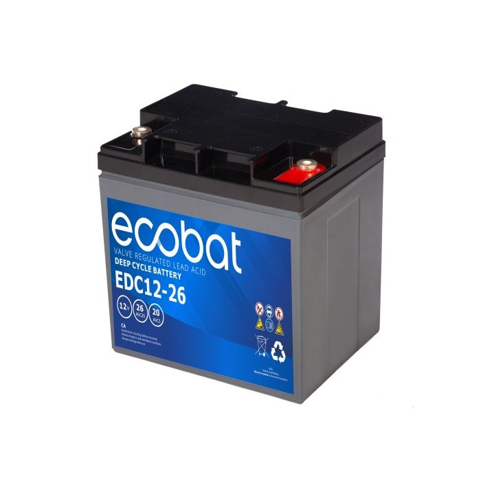 Batterie à décharge lente AGM Ecobat Deep Cycle EDC12-26 12 V 26 Ah – AGM