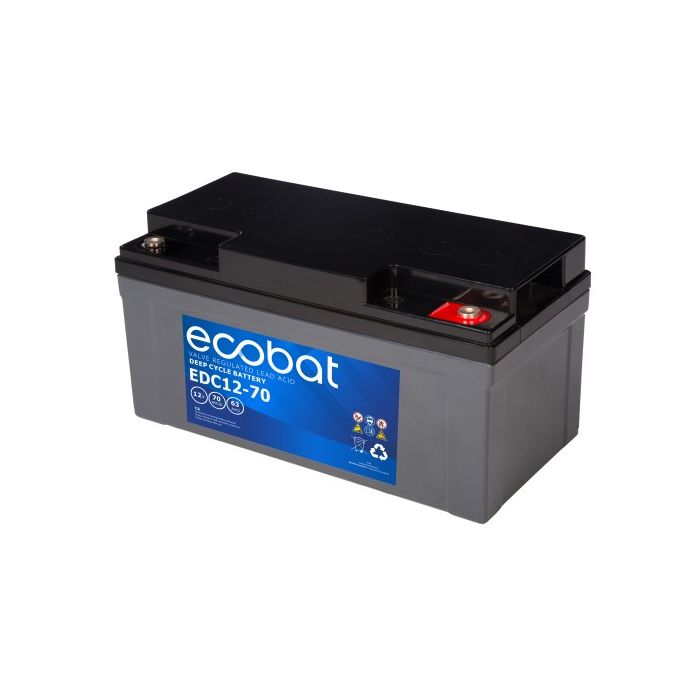 Batterie à décharge lente AGM Ecobat Deep Cycle EDC12-70 12 V 70 Ah – AGM