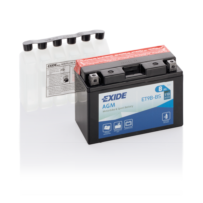 Batterie moto AGM Exide Bike ET9B-BS 12 V 8 Ah 110 A – AGM