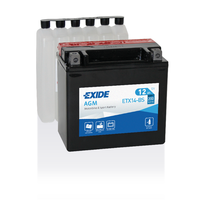 Batterie moto Exide Bike AGM ETX14-BS 12 V 12 Ah 200 A – AGM