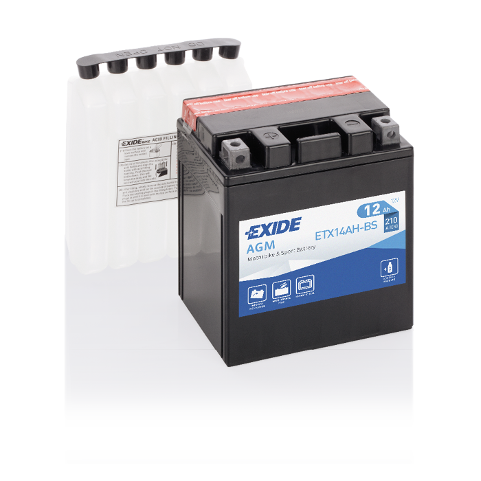 Batterie moto Exide Bike AGM ETX14AH-BS 12 V 12 Ah 210 A – AGM