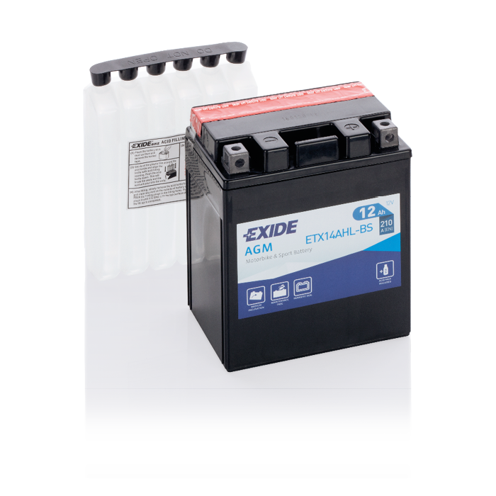 Batterie moto Exide Bike AGM ETX14AHL-BS 12 V 12 Ah 210 A – AGM