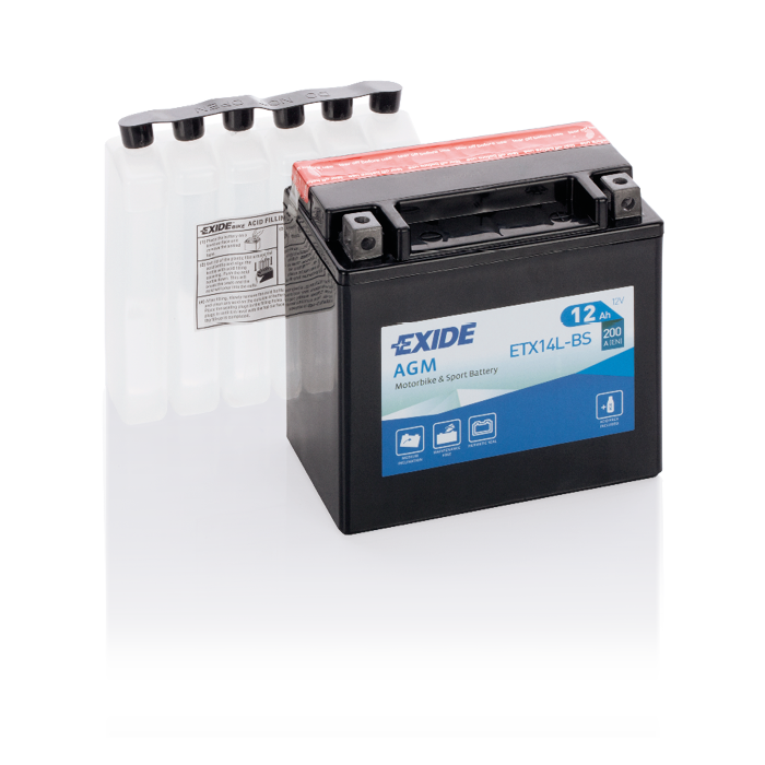 Batterie moto Exide Bike AGM ETX14L-BS 12 V 12 Ah 200 A – AGM
