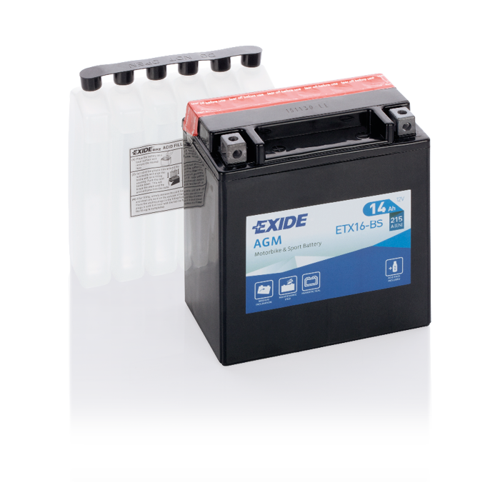 Batterie moto Exide Bike AGM ETX16-BS 12 V 14 Ah 215 A – AGM