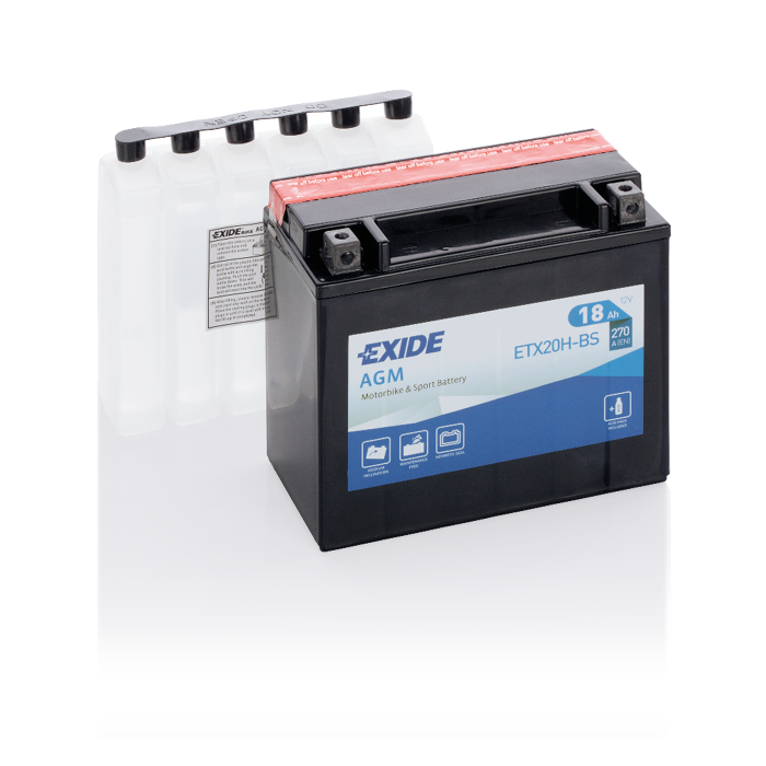 Batterie moto Exide Bike AGM ETX20H-BS 12 V 18 Ah 270 A – AGM