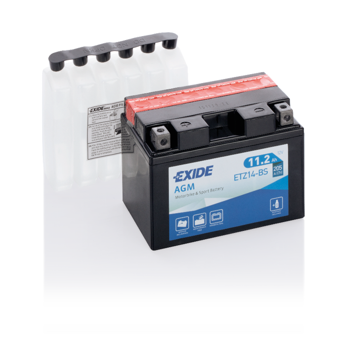 Batterie moto Exide Bike AGM ETZ14-BS 12 V 11 Ah 205 A – AGM