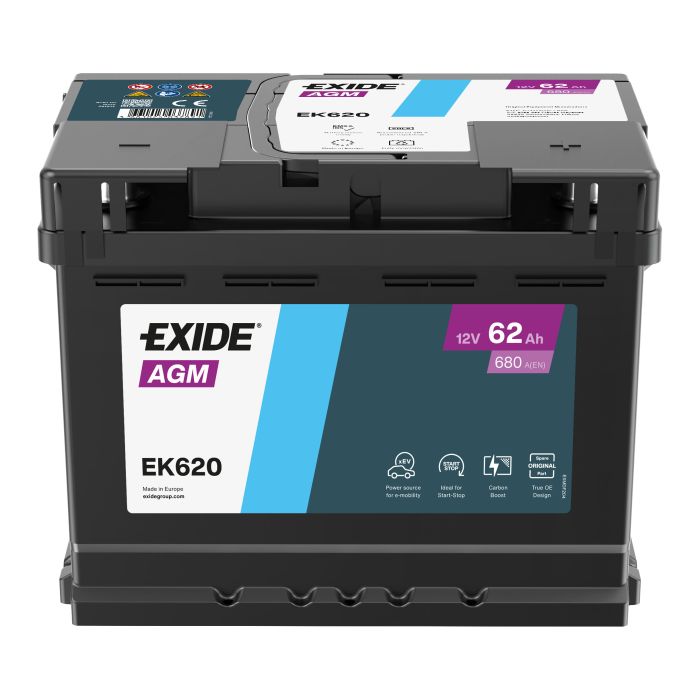 Batterie Start & Stop AGM Exide EK620 12 V 62 Ah 680 A – AGM