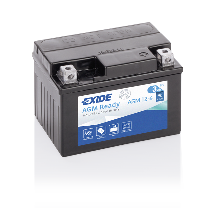 Batterie moto AGM Exide AGM Ready AGM12-4 12 V 3 Ah 50 A – AGM