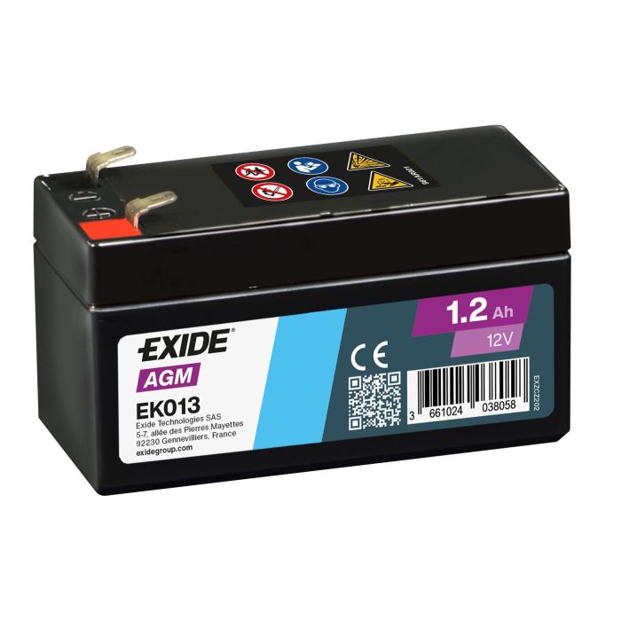 Batterie auxiliaire AGM Exide EK013 12 V 1,2 Ah 18 A – AGM