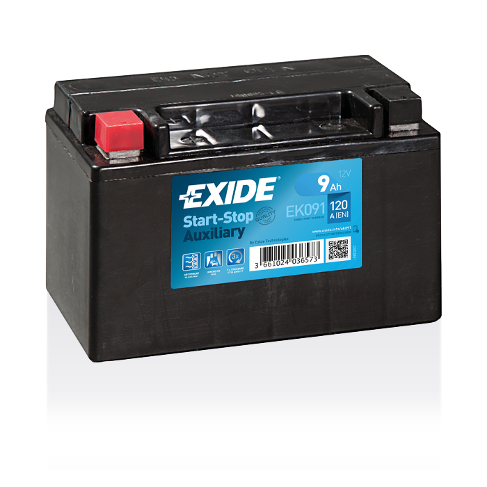 Batterie auxiliaire AGM Exide EK091 12 V 9 Ah 120 A – AGM