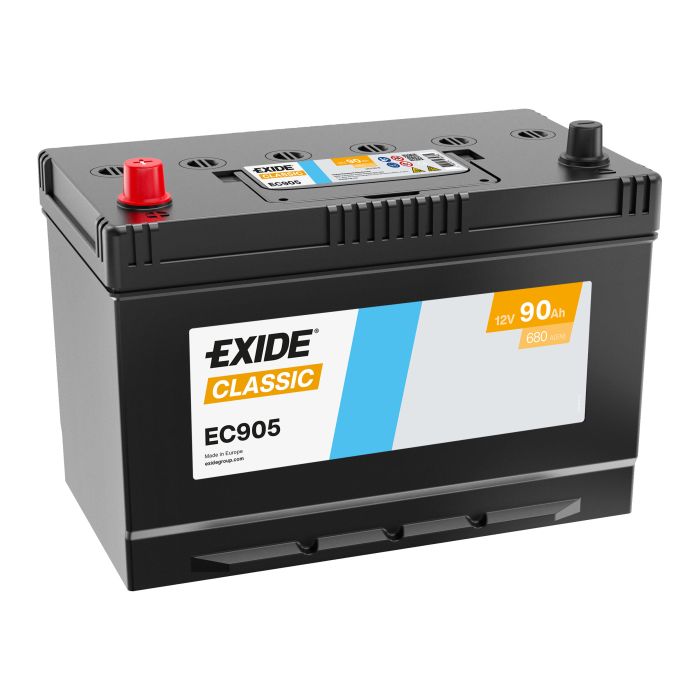 Batterie de démarrage Exide Classic EC905 12 V 90 Ah 680 A – Plomb-acide (sans entretien)