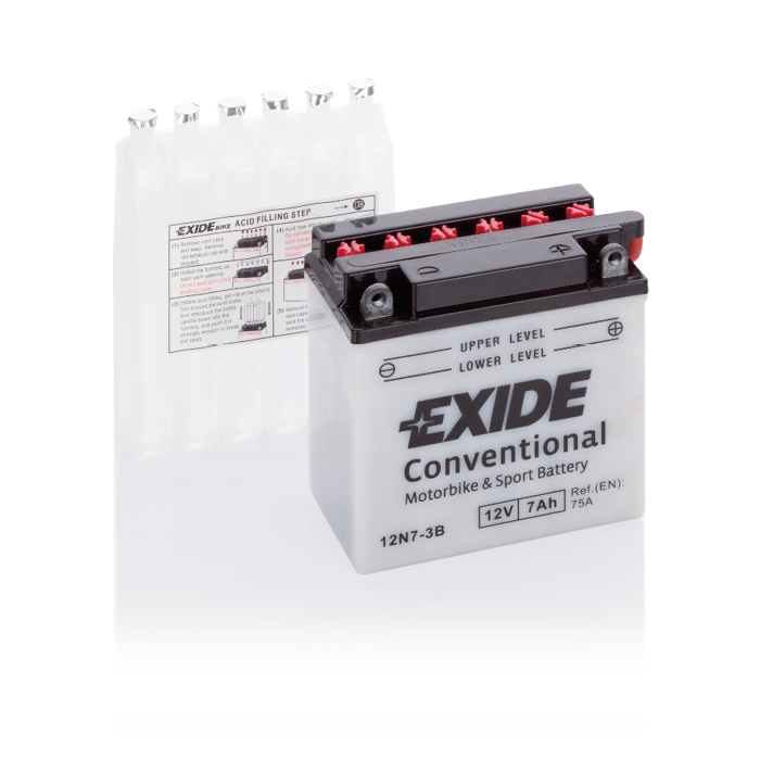 Batterie moto Exide 12N7-3B 12 V 7 Ah 75 A – Plomb-acide (électrolyte liquide)