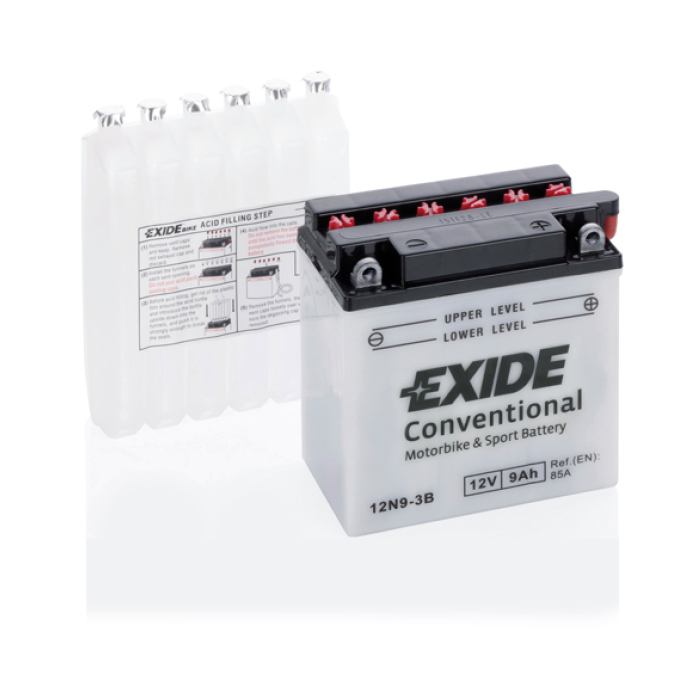 Batterie moto Exide Bike 12N9-3B 12 V 9 Ah 85 A – Plomb-acide (électrolyte liquide)