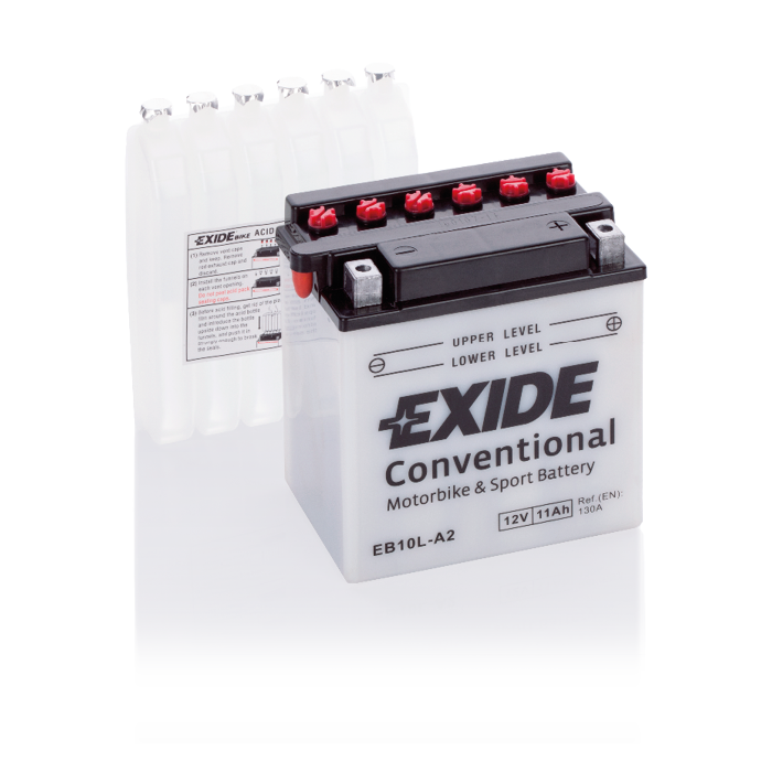 Batterie moto Exide EB10L-A2 12 V 11 Ah 130 A – Plomb-acide (électrolyte liquide)