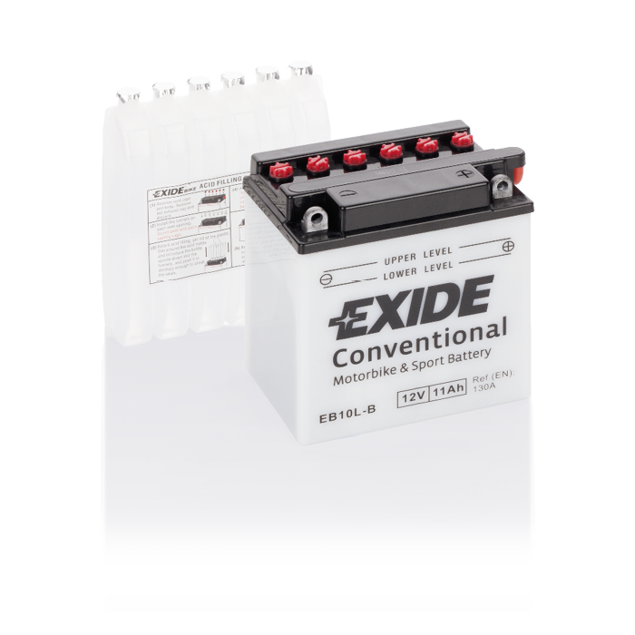 Batterie moto Exide EB10L-B 12 V 11 Ah 130 A – Plomb-acide (électrolyte liquide)