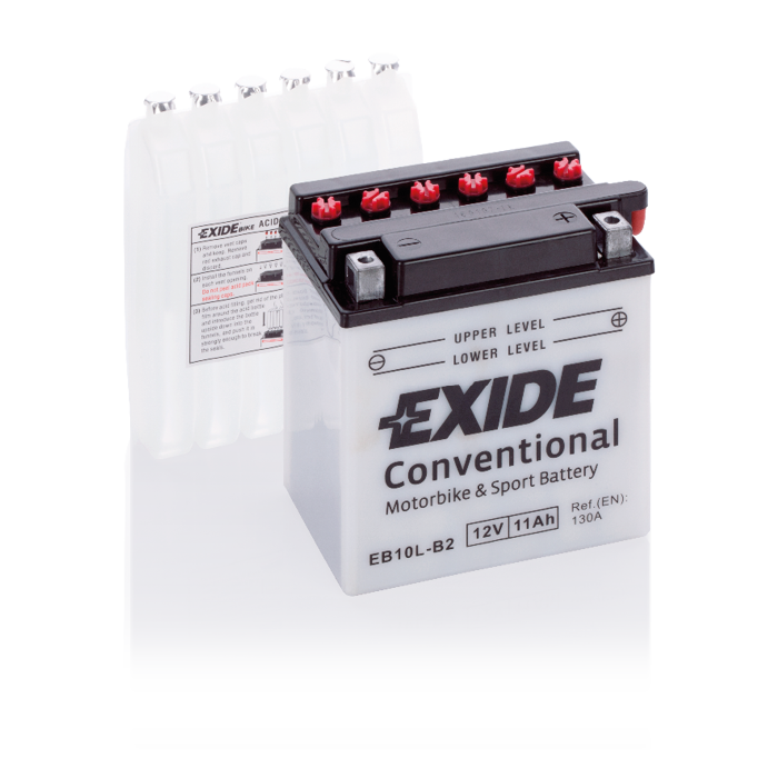 Batterie moto Exide EB10L-B2 12 V 11 Ah 130 A – Plomb-acide (électrolyte liquide)