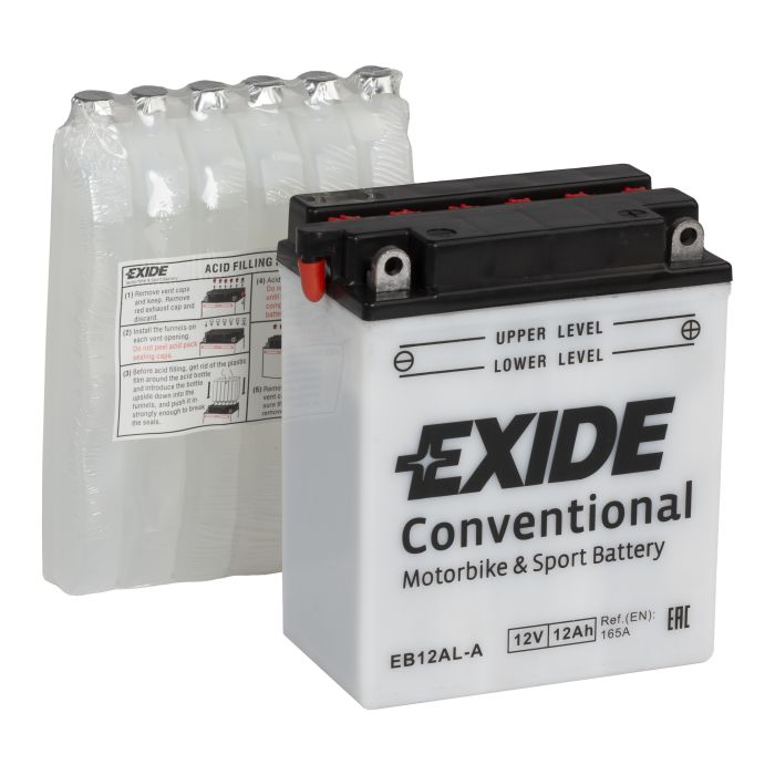 Batterie moto Exide EB12AL-A 12 V 12 Ah 165 A – Plomb-acide (électrolyte liquide)