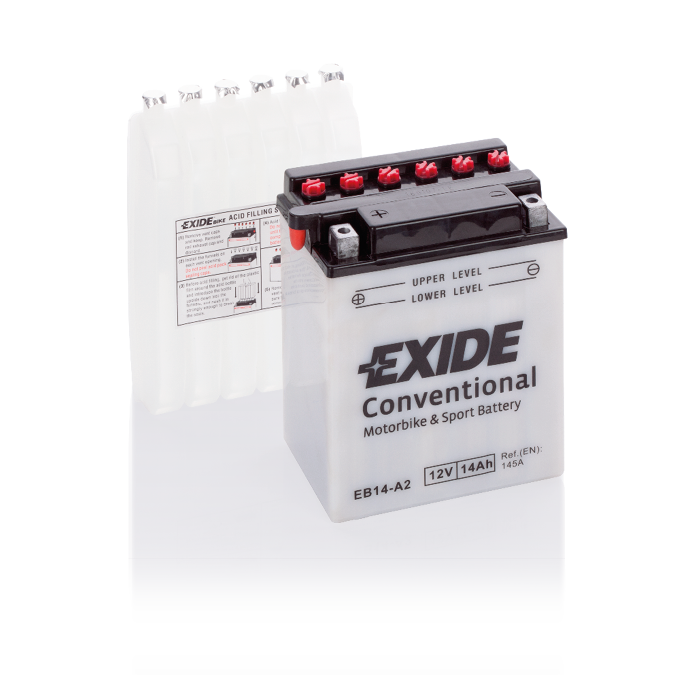 Batterie moto Exide EB14-A2 12 V 14 Ah 145 A – Plomb-acide (électrolyte liquide)