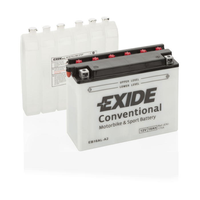 Batterie moto Exide EB16AL-A2 12 V 16 Ah 175 A – Plomb-acide (électrolyte liquide)