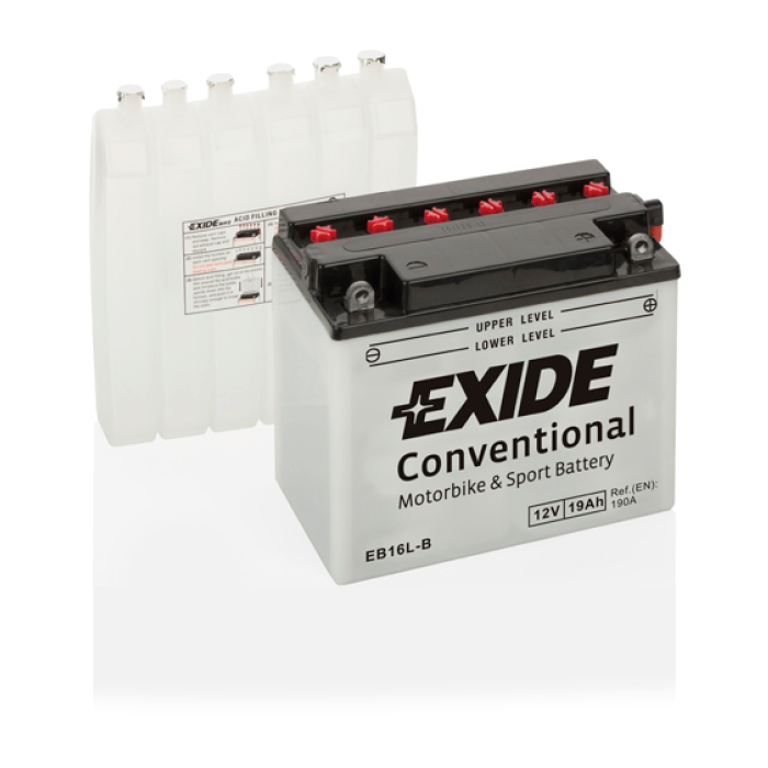 Batterie moto Exide EB16L-B 12 V 19 Ah 190 A – Plomb-acide (électrolyte liquide)